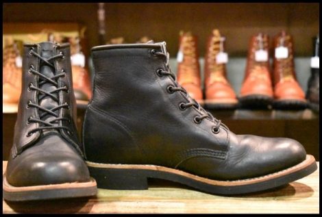 【8D 美品 黒タグ】Chippewa チペワ 97064 黒 ブラックオデッサ ビブラム700シングル レースアップ 編み上げ ブーツ HOPESMORE