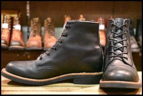 【8D 美品 黒タグ】Chippewa チペワ 97064 黒 ブラックオデッサ ビブラム700シングル レースアップ 編み上げ ブーツ HOPESMORE