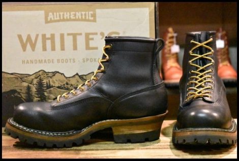 【9E 箱付 美品】WHITE’S ホワイツ スモークジャンパーLTT 350LTT-V ブラック 黒 ビブラム100シングル 編み上げ ブーツ HOPESMORE