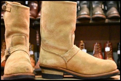 【8D 良品 18年】レッドウィング 9269 スエード エンジニア タン ブルハイド ラフアウト ベージュ 8268 ブーツ redwing HOPESMORE