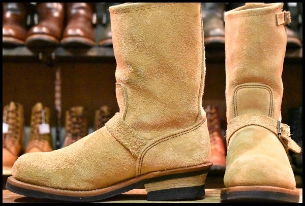 【8D 良品 18年】レッドウィング 9269 スエード エンジニア タン ブルハイド ラフアウト ベージュ 8268 ブーツ redwing HOPESMORE
