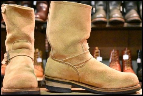【8D 良品 PT99プリント 旧シルエット 04年】レッドウィング 8268 スエード エンジニア スチールトゥ ベージュ ブーツ redwing HOPESMORE