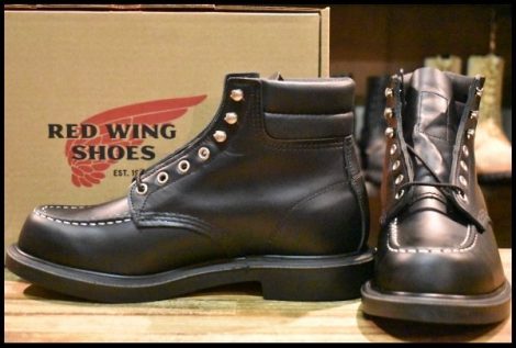 【9E 箱付 未使用 20年】レッドウィング 8133 スーパーソール 黒 ブラッククローム モックトゥ レースアップ ブーツ redwing HOPESMORE