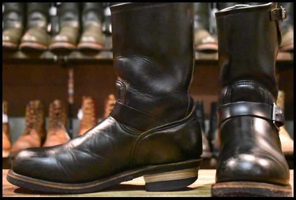 【8.5D 良品 PT91刺繍 98年】レッドウィング 2268 エンジニア 黒 ブラッククローム スチールトゥ プルオン ブーツ redwing HOPESMORE