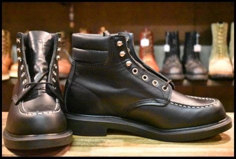 【9E 箱付 未使用 20年】レッドウィング 8133 スーパーソール 黒 ブラッククローム モックトゥ レースアップ ブーツ redwing HOPESMORE