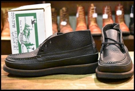 【8E 箱付 未使用】RUSSELL MOCCASIN ラッセルモカシン 200-27V スポーティングクレーチャッカ ダブルモカシン ブラック ブーツ HOPESMORE