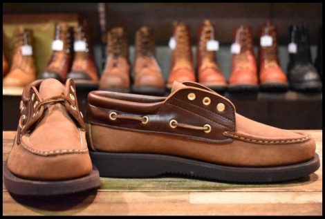 【8E 箱付 未使用】RUSSELLMOCCASIN ラッセルモカシン 13-7W デッキシューズ ブラウン ツートン 茶 短靴 ローカット ブーツ HOPESMORE