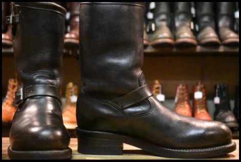 【9.5D 良品 PT91 白タグ】Chippewa チペワ 27863 エンジニア 黒 ブラック スチールトゥ 11インチハイト ビブラム ブーツ HOPESMORE