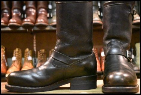 【9.5D 良品 PT91 白タグ】Chippewa チペワ 27863 エンジニア 黒 ブラック スチールトゥ 11インチハイト ビブラム ブーツ HOPESMORE