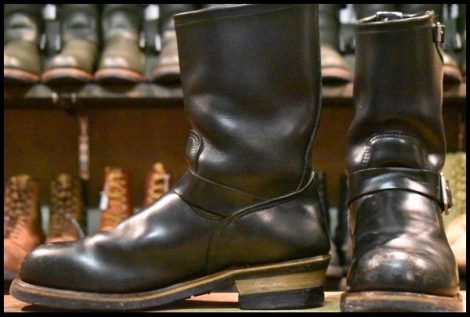 【9D 中古 PT99プリント 旧シルエット 04年】レッドウィング 2268 エンジニア 黒 ブラッククローム ブーツ redwing HOPESMORE