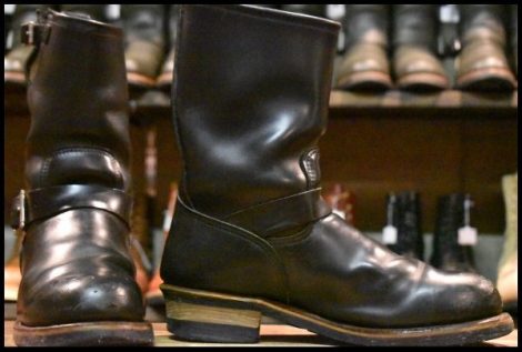 【9D 中古 PT99プリント 旧シルエット 04年】レッドウィング 2268 エンジニア 黒 ブラッククローム ブーツ redwing HOPESMORE