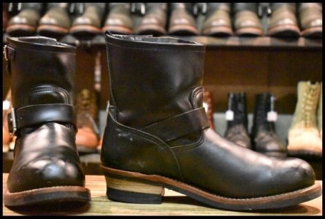 【9.5D 良品 15年】レッドウィング 2976 ショート エンジニア 黒 ブラッククローム スチールトゥ プルオン ブーツ redwing HOPESMORE
