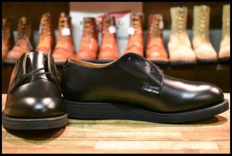 【8.5D 箱付 未使用 25年】レッドウィング 101 ポストマン シューズ 黒 ブラック シャパラル 短靴 レースアップ ブーツ redwing HOPESMORE