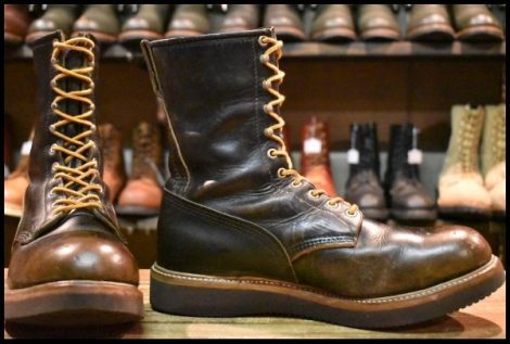 【10.5D 良品 PT83 91年02月刻印 カスタム】レッドウィング 2218 ロガー 黒 ブラッククローム スチールトゥ ブーツ redwing HOPESMORE