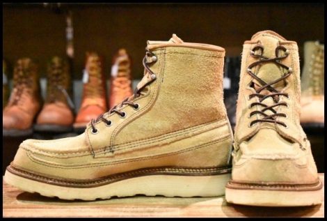 【7.5E 良品 50周年モデル 犬タグ】レッドウィング 1954 スエード アイリッシュセッター タン ラフアウト ブーツ redwing HOPESMORE