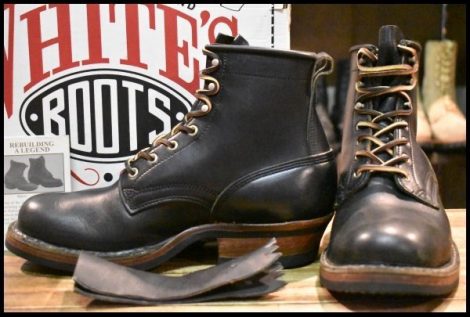 【8.5E 箱付 美品】WHITE’S ホワイツ スモークジャンパー ブラック ビブラム430シングル 編み上げ レースアップブーツ HOPESMORE