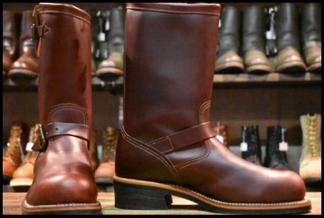【8E 美品 黒タグ】Chippewa チペワ 91068 エンジニア コードバン バーガンディ 11インチハイト スチールトゥ ブーツ HOPESMORE