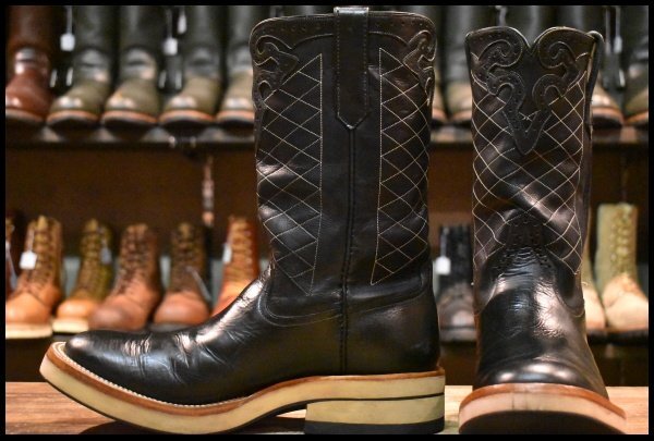 【9D 美品】Rios of Mercedes リオスオブメルセデス ローパーブーツ 9650K ブラック 黒 ウエスタン HOPESMORE