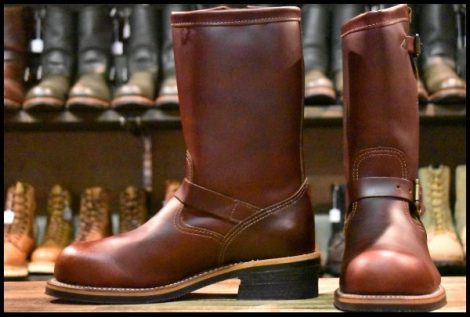 【8E 美品 黒タグ】Chippewa チペワ 91068 エンジニア コードバン バーガンディ 11インチハイト スチールトゥ ブーツ HOPESMORE
