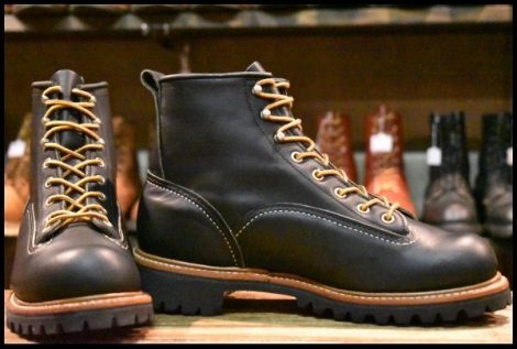 【7.5D 美品 14年】レッドウィング 2935 ビブラム ラインマン ブラック 黒 ラグソール LTT レースアップ ブーツ redwing HOPESMORE
