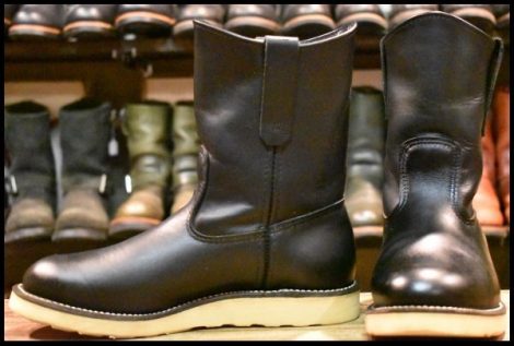 【7E 美品 09年】レッドウィング 8169 ペコス 黒 ブラッククローム プルオン クッションソール ブーツ redwing pecos HOPESMORE
