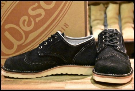【8D 箱付 美品】WESCO ウエスコ カスタムロバートウィリアム ブラック ラフアウト 黒 オックスフォード 短靴 ブーツ HOPESMORE