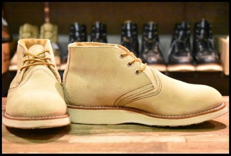 【6.5EE 美品 06年】レッドウィング 3142 スエード チャッカ タン ラフアウト 短靴 ベージュ 編み上げ ブーツ redwing 595 HOPESMORE