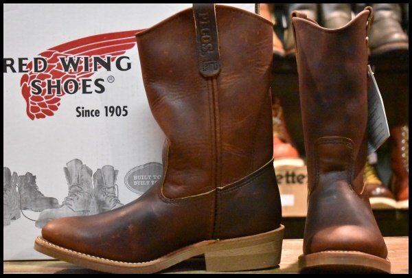 【8E 箱付 未使用 07年】レッドウィング 8159 ペコス 茶 ブラウン アンバー ハーネス プルオン ブーツ redwing pecos HOPESMORE