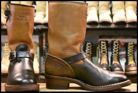 【8E 箱付 良品 15年】WESCO ウエスコ ナローボス 7710 ホースハイド エンジニア ブラック×ブラウン ツートン ブーツ BOSS HOPESMORE