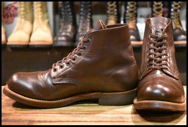 【7.5D 良品 羽タグ 98年】レッドウィング 8161 茶 ガラスレザー コレクテッドグレイン プレーントゥ 編み上げ ブーツ redwing HOPESMORE