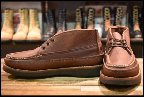 【7E 美品】RUSSELLMOCCASIN ラッセルモカシン スポーティングクレーチャッカ 200-27W ダブルモカシン ブラウン ブーツ HOPESMORE