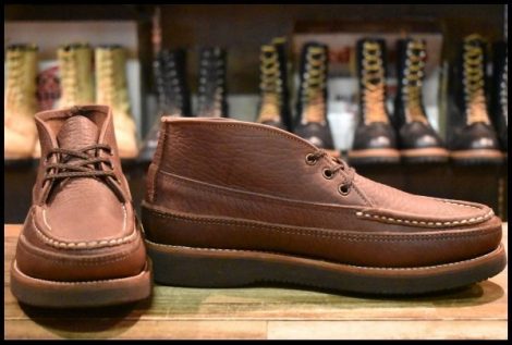 【7E 美品】RUSSELLMOCCASIN ラッセルモカシン スポーティングクレーチャッカ 200-27W ダブルモカシン ブラウン ブーツ HOPESMORE
