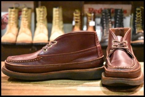 【8E 良品】RUSSELL MOCCASIN ラッセルモカシン スポーティングクレーチャッカ バーガンディ ダブルモカシン 短靴 ブーツ HOPESMORE
