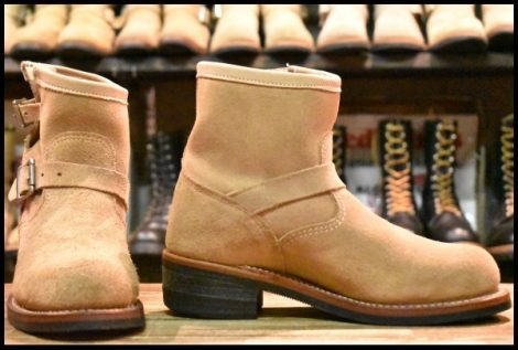 【8E 箱付 良品 黒タグ】Chippewa チペワ 91070 ショートスエード エンジニア 7インチハイト サンドスエード スチール ブーツ HOPESMORE