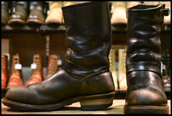 【7.5D 中古 PT91刺繍 98年】レッドウィング 2268 エンジニア 黒 ブラッククローム スチールトゥ ブーツ redwing HOPESMORE