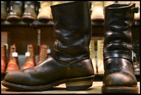 【7.5D 中古 PT91刺繍 98年】レッドウィング 2268 エンジニア 黒 ブラッククローム スチールトゥ ブーツ redwing HOPESMORE