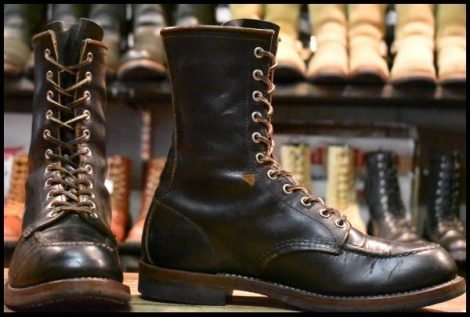 【9.5D 良品 110周年限定 15年】レッドウィング 2015 ハンツマン 黒 ブラック クローンダイク 茶芯 編み上げブーツ redwing HOPESMORE