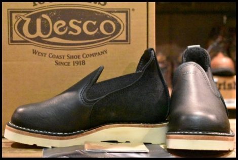 【4D 箱付 未使用】WESCO ウエスコ カスタムロメオ ブラック×ブラックラフアウト 黒 ラプターソール サイドゴア 短靴 ブーツ HOPESMORE