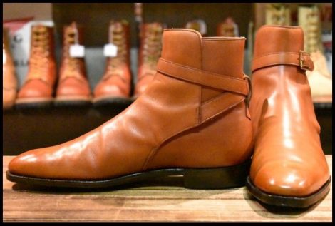 【8D 美品】CROCKOTT&JONES クロケット＆ジョーンズ ジョッパーブーツ 9886 ライトブラウン カーフ 茶 レザーソール ブーツ HOPESMORE