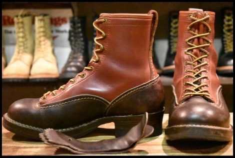【9E 良品 06年】WESCO ウエスコ カスタムジョブマスターLTT レッドウッド×ブラウン ビブラム705ダブル レースアップ ブーツ HOPESMORE