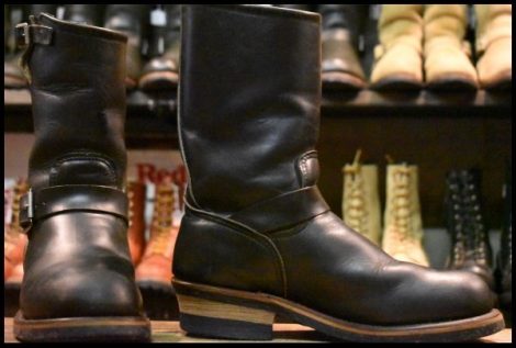 【7D 良品 PT91刺繍】レッドウィング 2268 エンジニア 黒 ブラッククローム スチールトゥ プルオン ブーツ redwing HOPESMORE