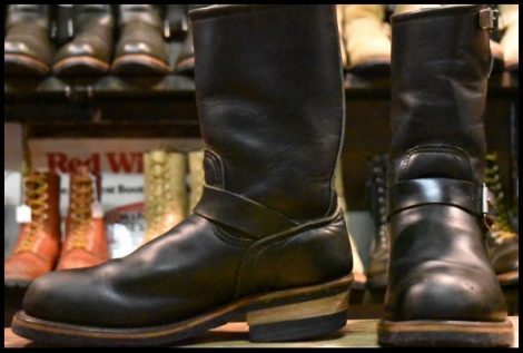 【7D 良品 PT91刺繍】レッドウィング 2268 エンジニア 黒 ブラッククローム スチールトゥ プルオン ブーツ redwing HOPESMORE