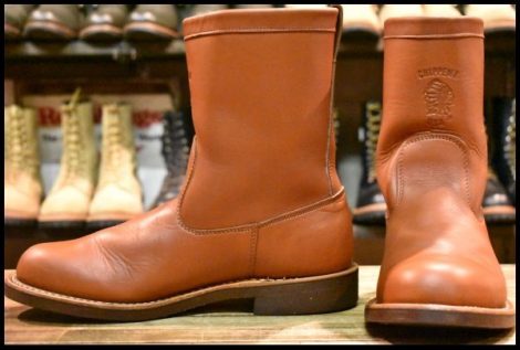 【9D 美品 黒タグ】Chippewa チペワ ウェリントン ラセット プルオン 茶 ブラウン ビブラム700 10インチハイト ブーツ HOPESMORE
