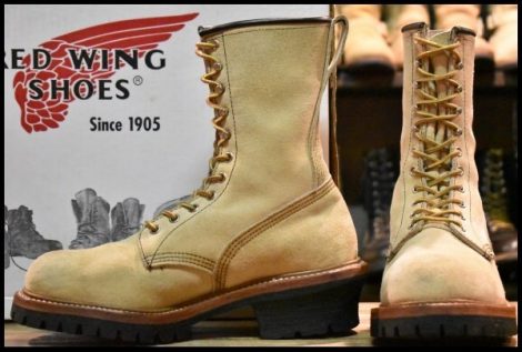 【7.5D 箱付 良品 09年】レッドウィング 8211 スエード ロガー ホーソーン ラフアウト スチールトゥ ロング ブーツ redwing HOPESMORE