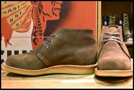 【9E 箱付 良品 刺繍縄タグ復刻】Chippewa チペワ チャッカ 1901G08 チョコレートモススエード ブーツ HOPESMORE