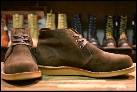 【9E 箱付 良品 刺繍縄タグ復刻】Chippewa チペワ チャッカ 1901G08 チョコレートモススエード ブーツ HOPESMORE