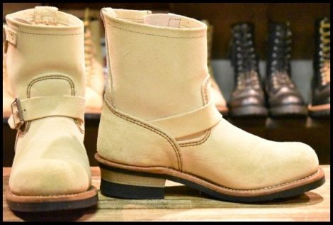【8D 美品 12年】レッドウィング 2965 ショート スエードエンジニア ホーソーンアビレーンラフアウト ベージュ ブーツ redwing HOPESMORE