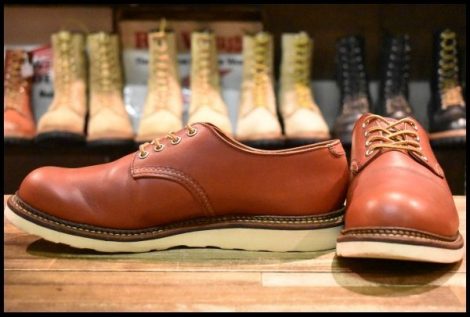 【10D 良品 18年】レッドウィング 8001 オックスフォード 赤茶 オロラセット プレーントゥ ラウンドトゥ ブーツ redwing HOPESMORE