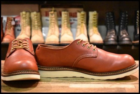 【10D 良品 18年】レッドウィング 8001 オックスフォード 赤茶 オロラセット プレーントゥ ラウンドトゥ ブーツ redwing HOPESMORE