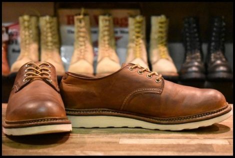 【10D 良品 17年】レッドウィング 8005 オックスフォード ラフ＆タフ 茶 プレーントゥ ラウンドトゥ 短靴 ブーツ redwing HOPESMORE